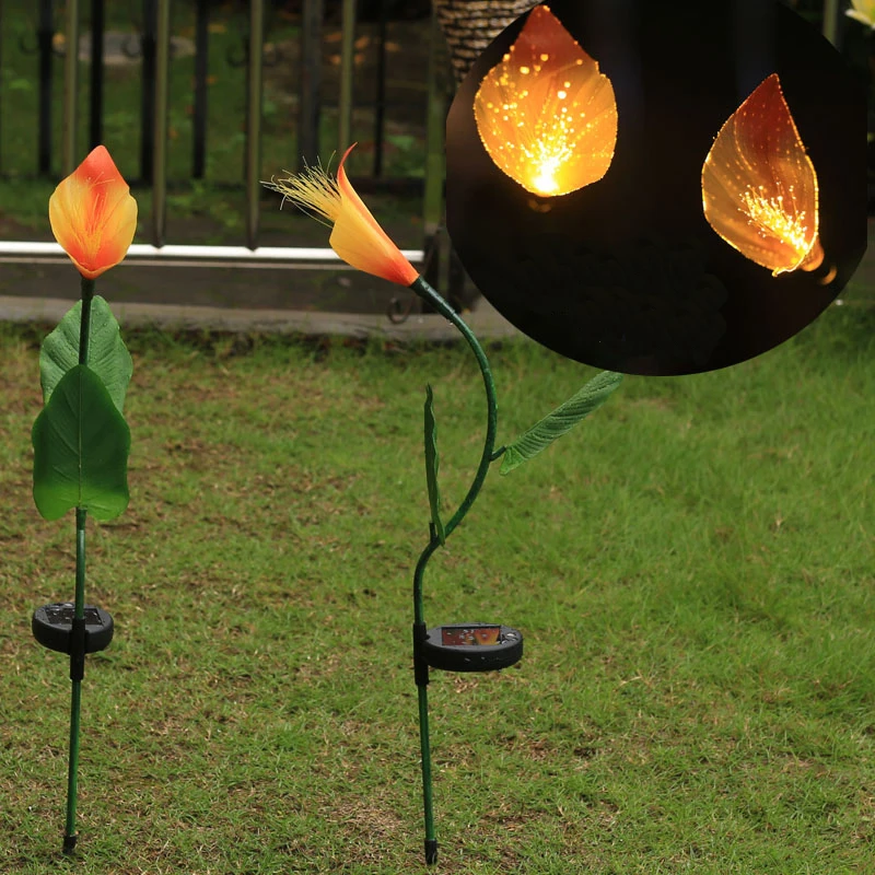 solar led flower lights fiber optic led solar lamp light sensor in