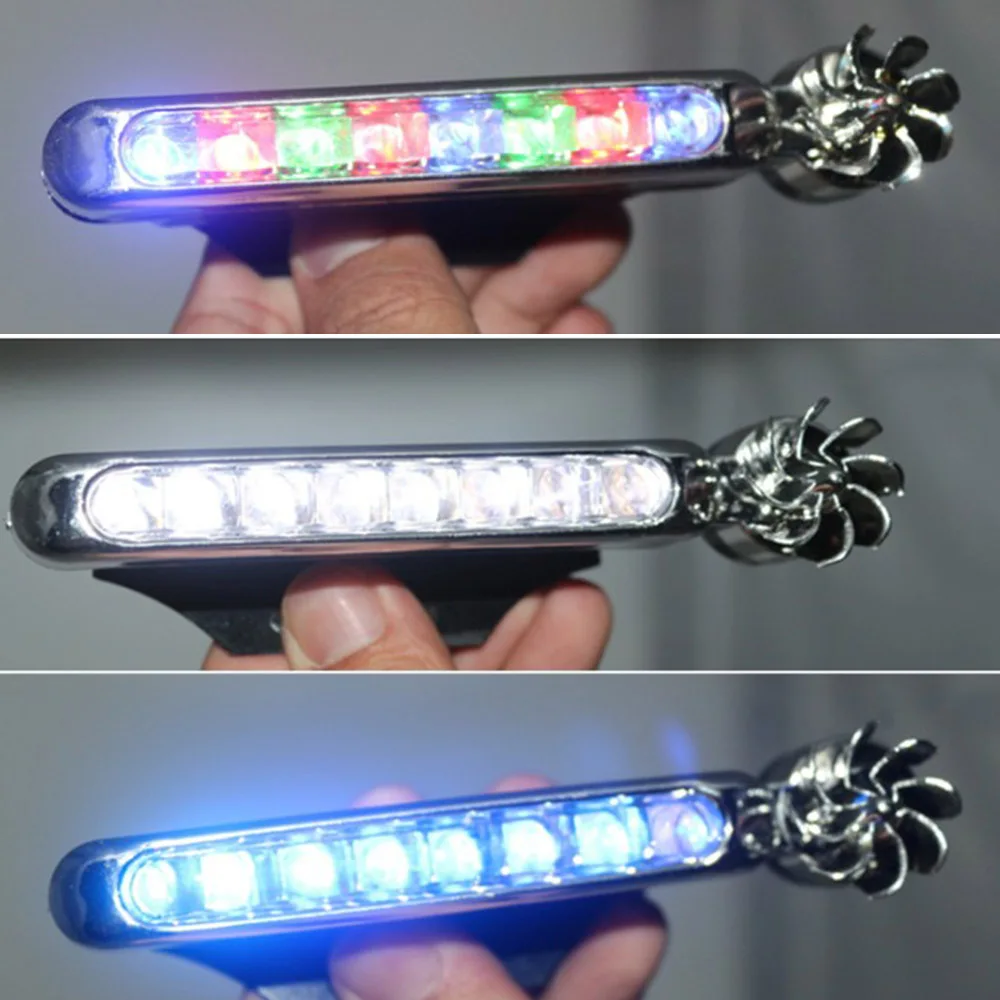 

8 Leds Cars Headlights No Wiring Wind Power Grille Vehicle Light With Fan Rotation For Car Fog Warning Running Lamp