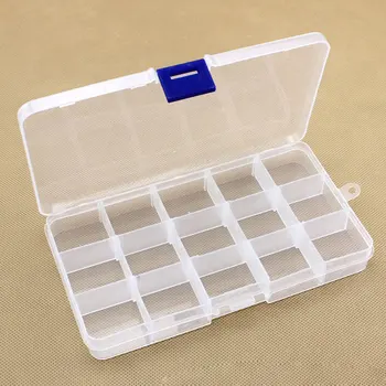

Plastic Storage Box Packaging Tool Case 15 Slots Rectangle Craft Jewelry Organizer Box Beads Earring Jewelry Container