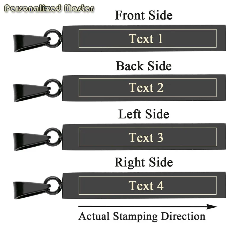 Персонализированные мастер персонализированные четыре стороны выгравировать индивидуальные унисекс нержавеющая сталь сообщение названия Вертикальный бар кулон ожерелье