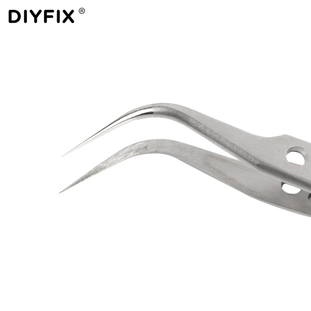 DIYFIX Electronics Industrial Tweezers Anti-static Curved Straight Tip Precision Stainless Forceps Phone Repair Hand Tools Sets - Image 5