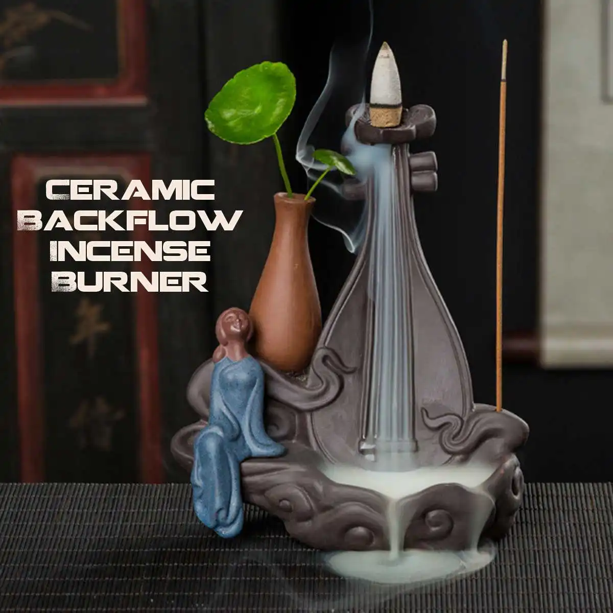 Ретро керамический обратный поток водопад Подставка под курения курильница+ 50x шишки китайская культура офис Чайный дом Декор