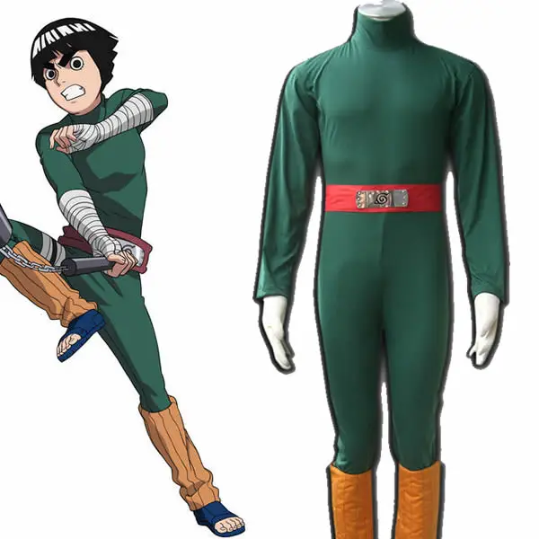 Аниме Карнавальный костюм для мужчин Наруто Rock Lee маскарадные костюмы для взрослых Боди для Хэллоуина