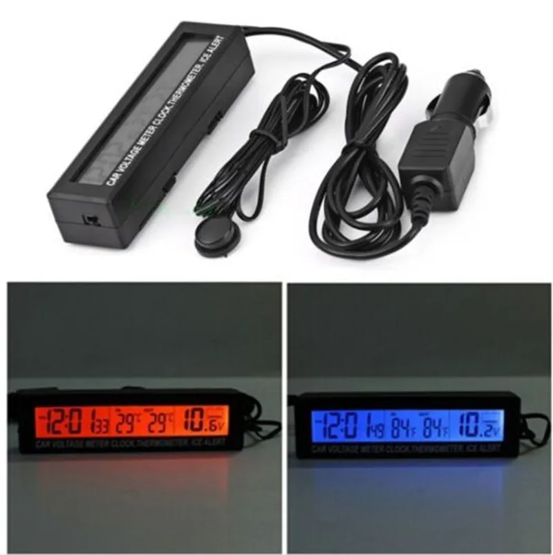 EC88 3 In 1 Digital LCD In/Out Screen Car Thermometer Voltmeter Battery