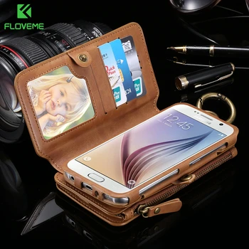 

FLOVEME Folded Wallet Case For iPhone 7 Plus 6 6S Plus 5S PU Leather Multi Pouch Card Purse Bag For iPhone 5 X Xs Xs Max Xr Capa