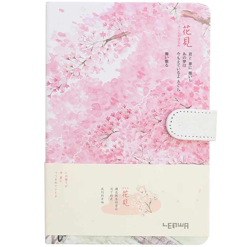 Lianhua 32K girl heart cherry blossom magnetic buckle account book hardcover notebook cute network red notebook