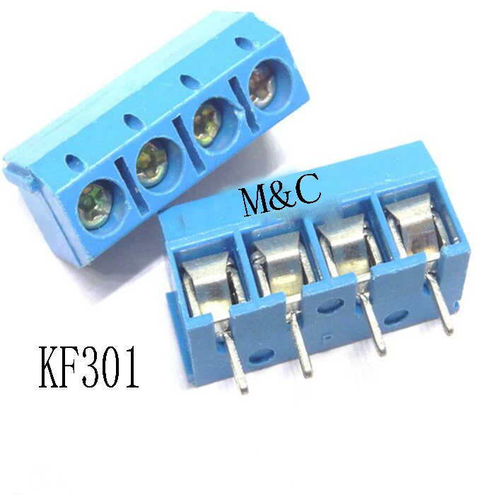 

100 pcs 4 Pin Screw blue PCB Terminal Block Connector 5mm Pitch