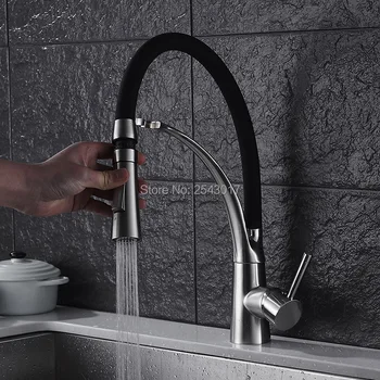 

Brush Nickel Flexible Faucet Mixer Tap Kitchen Pull-Out Faucet ZR691