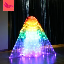 Ruoru танец живота светодиодный Isis Крылья Радуга Белый цвет с регулируемой палкой живота аксессуары для танцев сцены реквизит крыло