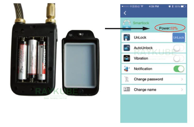Электрический умный дверной замок RAYKUBE с Bluetooth, приложение для телефона, водонепроницаемый Противоугонный замок, 110дб, сигнальный трос для двери и велосипеда