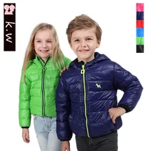 Brand KW Children Outwear 2016 Fashion Winter Warm White Duck Down Coat for Boys &Girls New Girls Hooded Down Jackets
