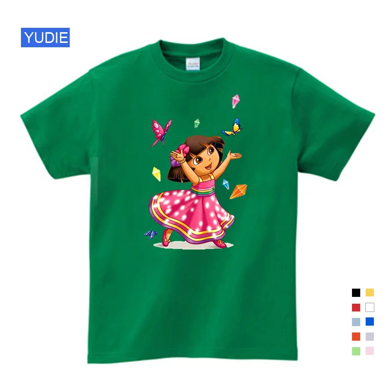 2019 г. Детская летняя однотонная Милая стильная футболка для девочек с изображением Даши-путешественницы, милые летние топы для девочек с