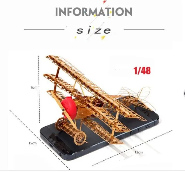 Крутая миниатюрная 3D головоломка металлическая модель строительные наборы головоломка Fokker DR.1 самолет Развивающие игрушки для детей и взрослых