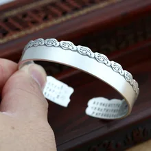 S990 полный Серебряные Ювелирные Изделия Простые Серебряные Матовые однотонные сердце серебро Женские Простые открытые стерлингового серебра браслет Для мужчин и Для женщин