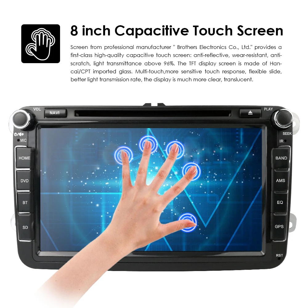 Best Ossuret 2Din 8Inch Car DVD Player For V W/Volkswagen/Passat/POLO/GOLF/Skoda/Seat/Leon DAB+ GPS RDS SWC rear camera FM/AM radio 11