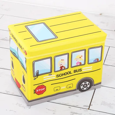 Табурет для хранения с мультяшным рисунком, портативная складная коробка для хранения в форме автомобиля, коробка для игрушек, лучшие подарки для детей - Цвет: 01