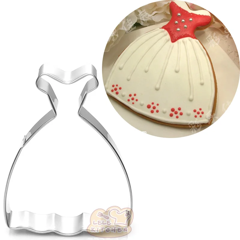 

1pcs party princess dress cookie cutter fondant cake decorating tool sandwich mold cupcake topper bakeware tools E420