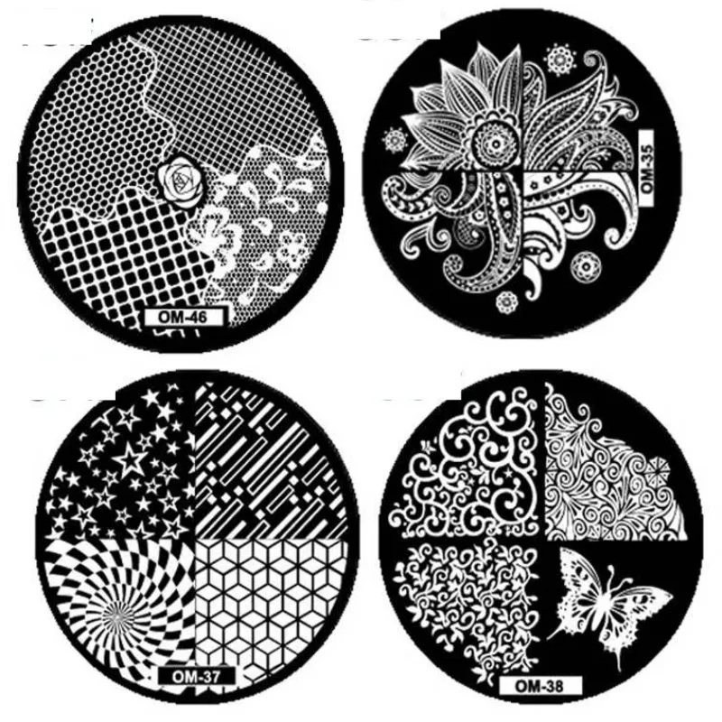 1 шт. OM1-60 цветочный дизайн пластины серии Ом дизайн ногтей изображения Konad печать штампы маникюрные шаблон