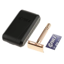 Высококачественная Безопасная бритва с двойными краями Мужская Ручная бритва с набором лезвий золотой