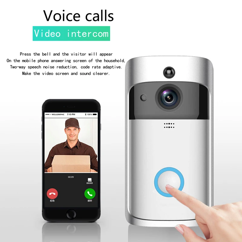 Higestone Smart Video Doorbell Wireless Battery Outdoor Ring Bell