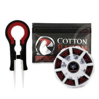 

Vaper Tweezers/Organic Cotton/8 in 1 Prebuilt Coil Kit Twisted Alien Clapton Wire for Electronic Cigarette RBA RDA DIY Tools