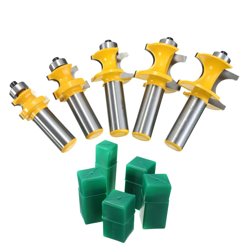 Newest 5pcs/set Router Bit 1/2" Shank Wood Drilling Tenon Half Round