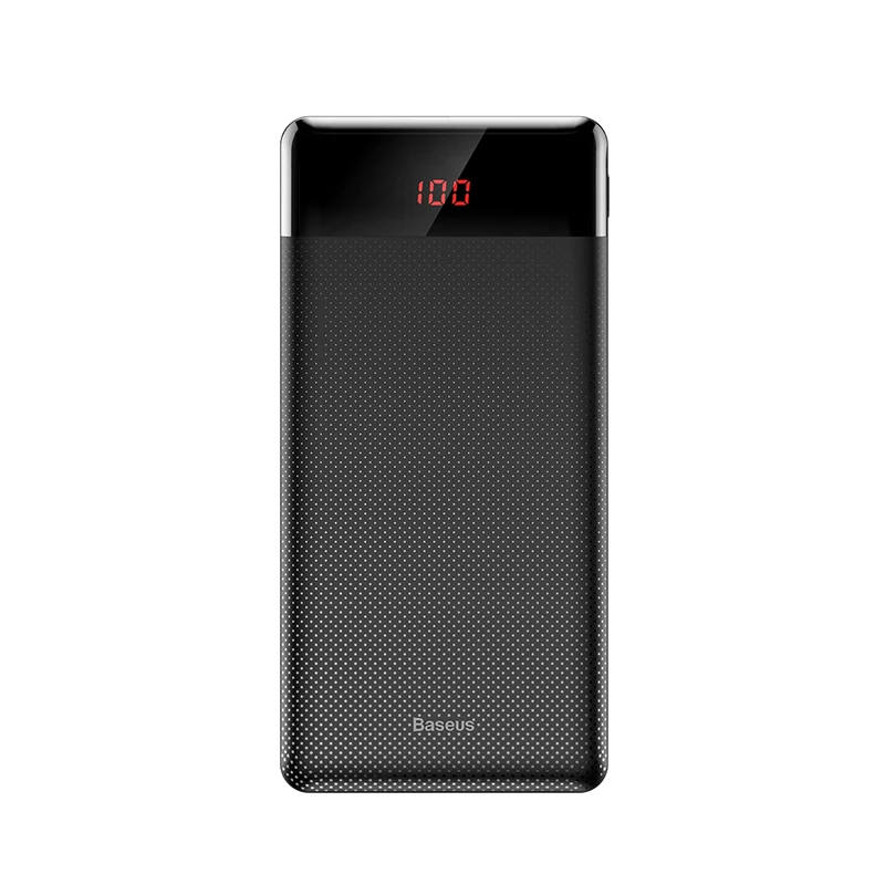 Baseus 10000mAh power Bank Mini для Xiaomi samsung iPhone huawei Dual USB внешний аккумулятор портативное зарядное устройство power Bank - Цвет: black