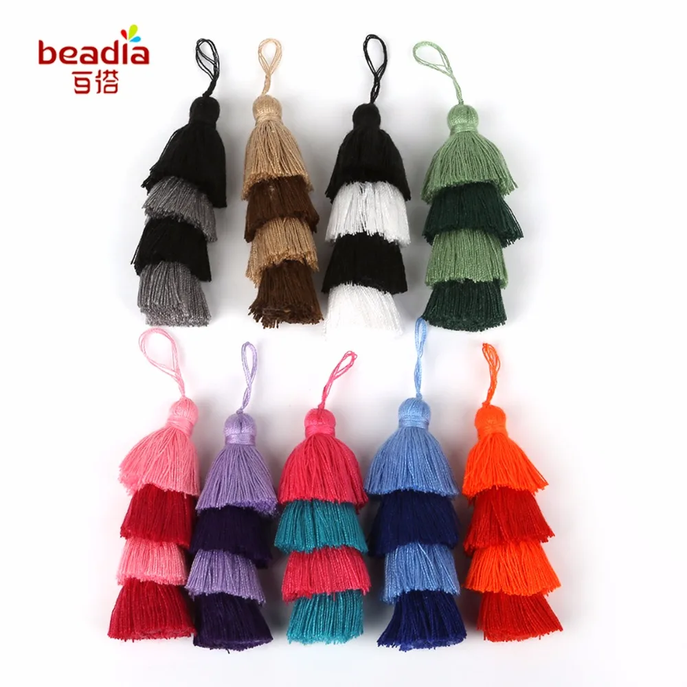cheap 2018 New Arrival 1pc bag Mix Color 4 Layers Of Cotton 8 cm Tassel For DIY Craft Home Decoration Supplies