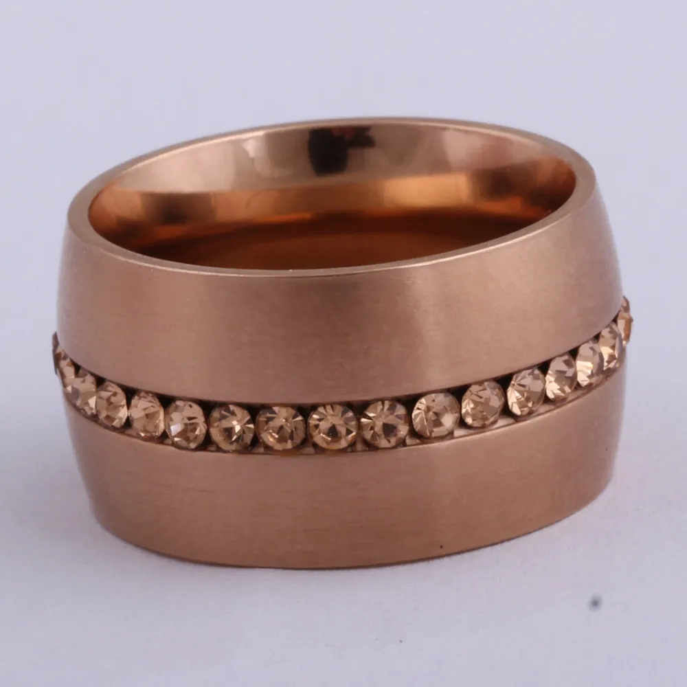 Классическая роза золотого цвета кристалл свадебное кольцо из нержавеющей стальное кольцо ювелирных изделий для женщин bijoux