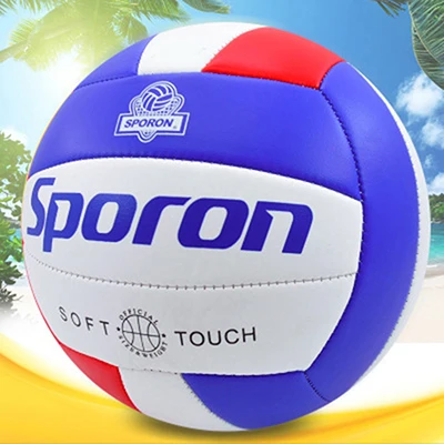 Воздушный шар Volley мяч ПВХ мягкий Профессиональный тренировочный соревновательный мяч 5# пляжный водный гандбол Крытый Открытый Bola De Volei - Цвет: blue white red