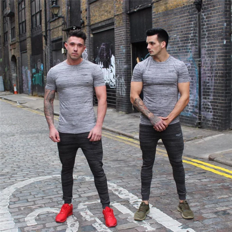 Summer Men Gym Tight T shirt Male (1)
