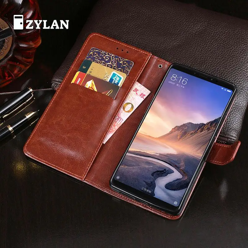 

ZYLAN For Xiaomi Mi Max 3 Cases Xiaomi Mi Max3 Cover Flip Leather Wallet Bag Stand Shockproof Black Brown /w GIFT