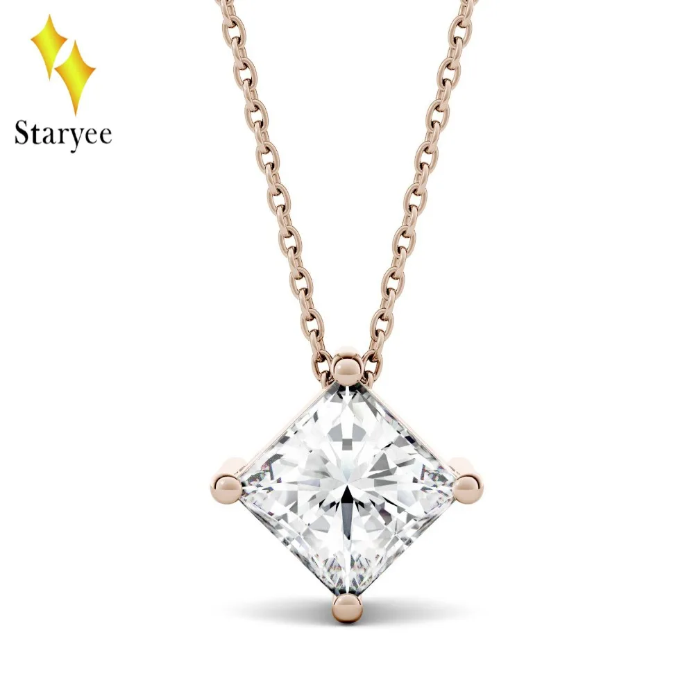

STARYEE 1.0 Carat Lab Grown Moissanite Diamond Solitaire Pendant Solid 18K Rose Gold for Women Wedding Engagement