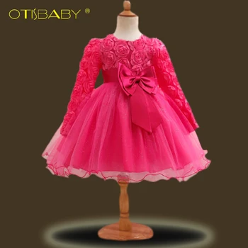 

Baby Long Sleeve Baptism Dresses Christening Gowns Baby Girl Warm Clothing Newborn Gift 1 2 years Birthday Smash Cake Outfits