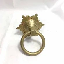Hexagonal brass door handle round ring door knob door knocker wood door glass door handle ring pull handle chinese classical antique copper copper fittings decoration decorative door door ancient round handle ring wishful door knocker