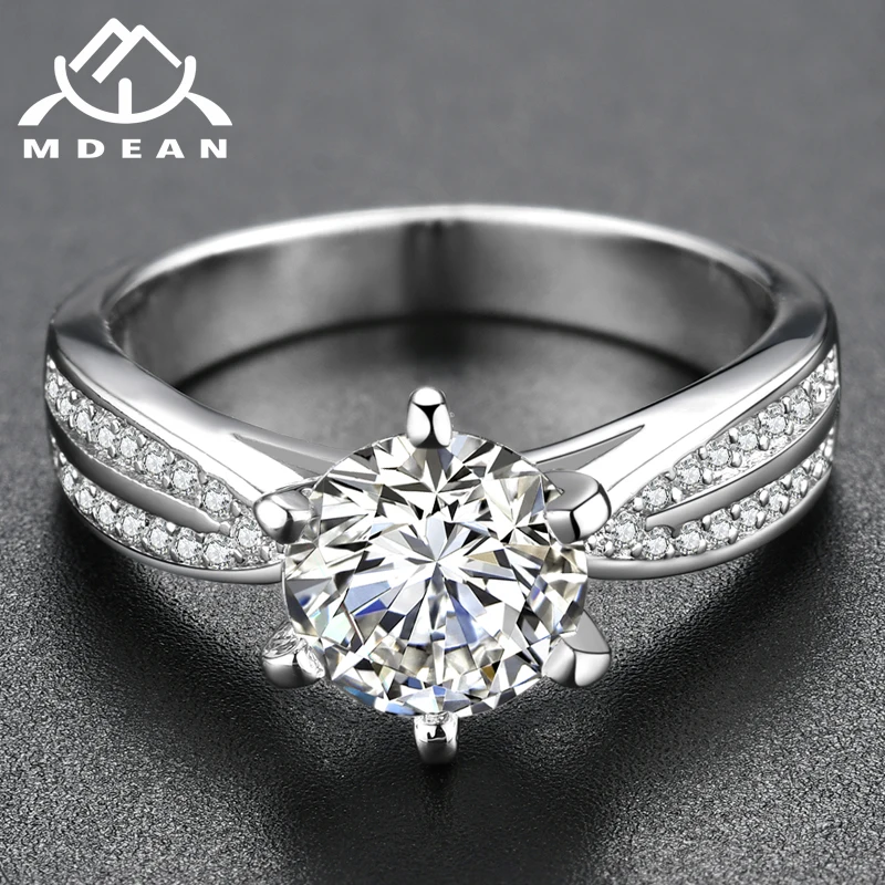 

MDEAN White Gold gold Color Wedding wedding Rings for Women Round AAA Zircon Jewelry accessories Bague Bijoux Size 6-10 MSR251