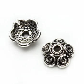 

100pcs/lot Antiquesilver Metal End Cap DIY Flower Pendant Necklace Jewelry Accessories Alloy Receptacle Flower Hat F2921