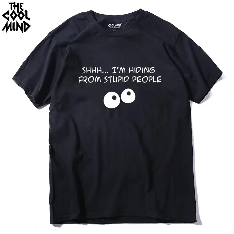 

COOLMIND FU0112A Summer Men T Shirts Funny Slogan Top Tees Men's Short Sleeve 100% Cotton T-shirt O-Neck Casual Tshirt