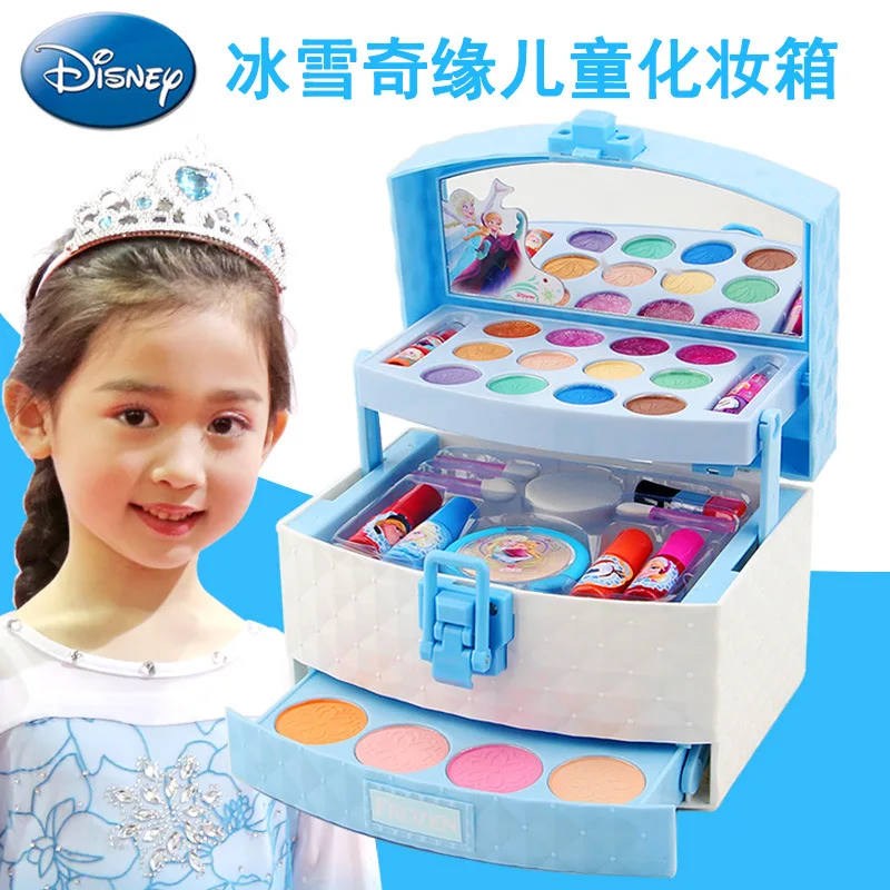 

girls princess frozen elsa anna Cartoon Cosmetic case Makeup car set Disney suitcase Lipstick Beauty Fashion Pretend Toys