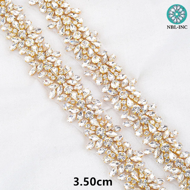 (1 jarda) prata nupcial frisado cristal strass