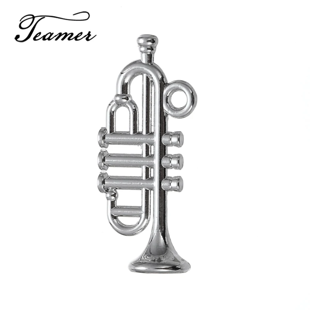 

Teamer 20pcs/lot Silver Color Music Instrument Trumpet Charm DIY Findings Accessories for Necklace Bracelet Earrings Making