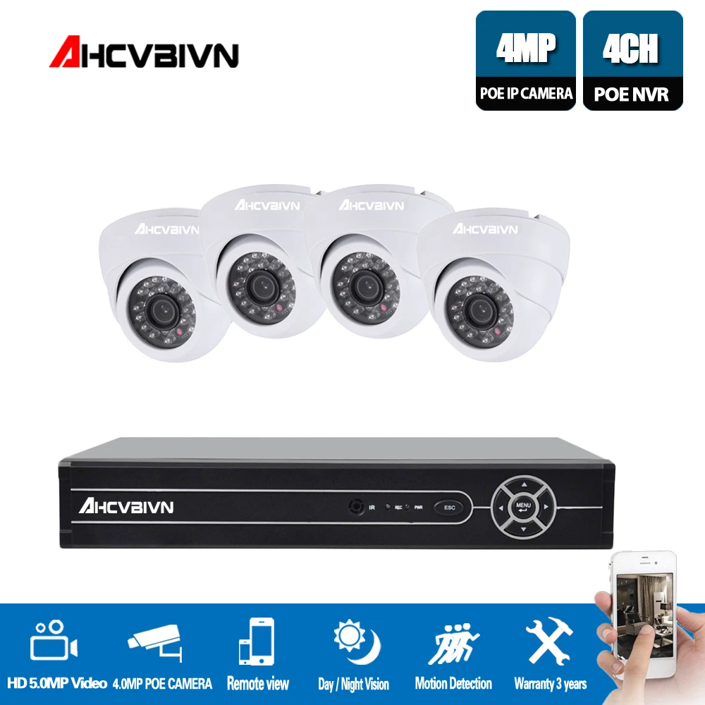 5MP NVR комплект 4CH сети товары теле и видеонаблюдения системы 4 шт. PoE 4.0MP Крытый