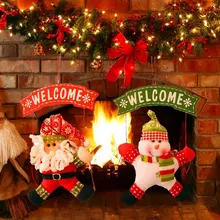 2 Style 35 cm Christmas Santa Claus Snowman Fabric Ornaments Festival Party Xmas Tree Door Hanging Decoration Gift