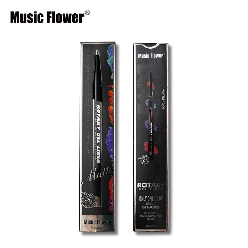 Гелевый карандаш-подводка для глаз с музыкальным цветком, автоматический водостойкий стойкий макияж, Черная Подводка для глаз, стойкая блестящая цветная подводка для глаз