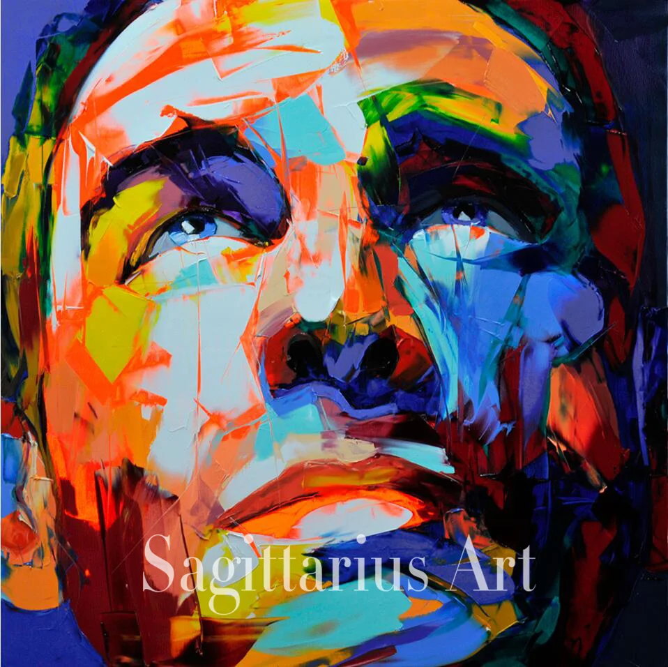 

Hand Painted Francoise Nielly Designer Untitled 542 Cool Face Palette knife Abstract Oil Painting Canvas Home Decor Fine Artwork