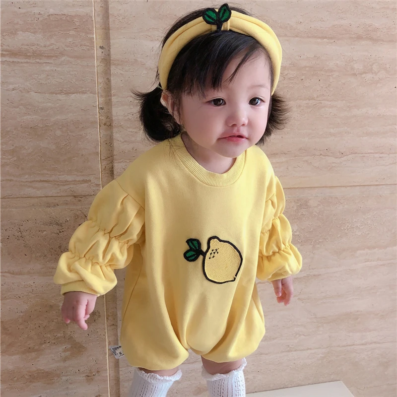 

Autumn Korean Baby Romper Newborn Long Sleeve Cotton Jumpsuit+Headband Infant Baby Girls Clothes Child Outfits One-Pieces 0-24M