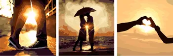 

3 PCS Frameless DIY Painting By Numbers Hand Painted Canvas Modern Wall Pictures For Living Room Home Decor Romantic sunset