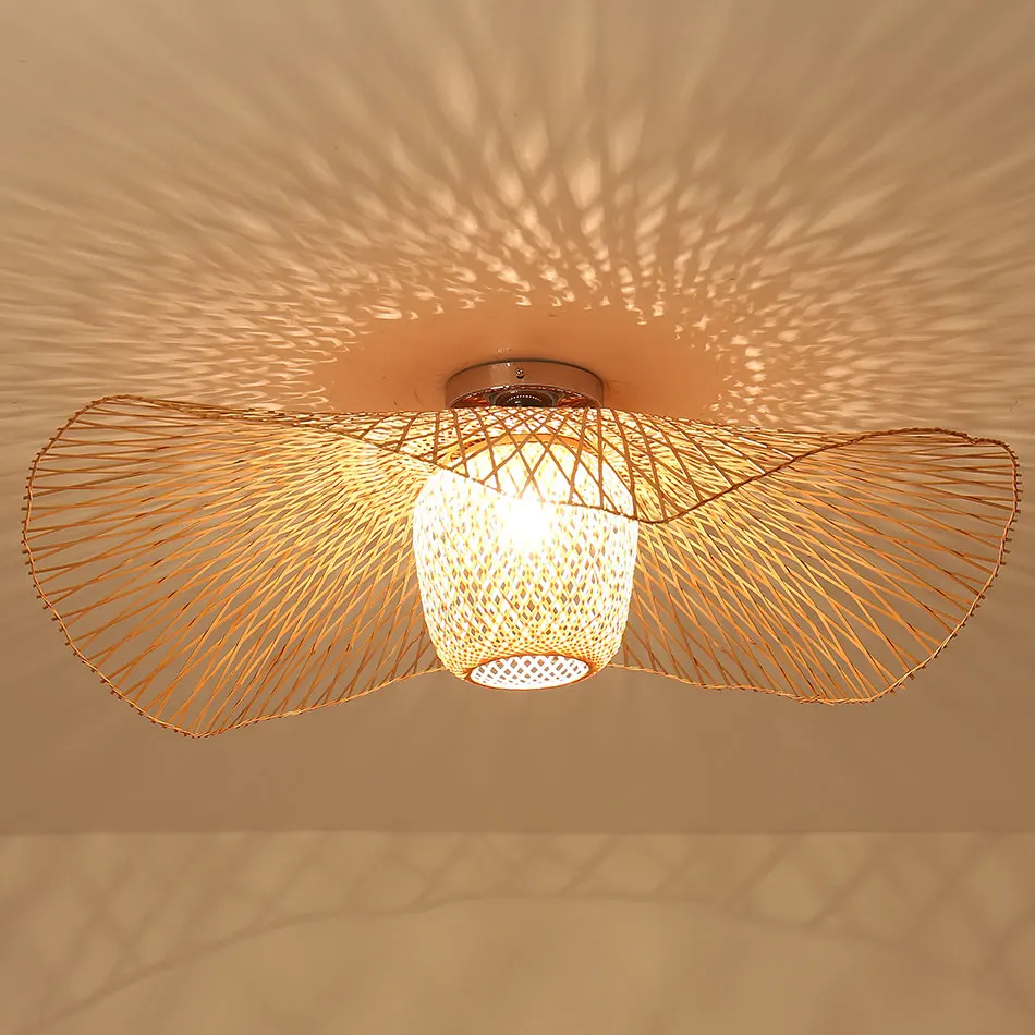 Bamboo Wicker Rattan Shade Cap Ceiling Light Fixture Creative Rustic Asian Nordic Country Japan Lamp Design Bedroom Study Room Bamboo Wicker Rattan Shade Cap Ceiling Light Fixture Creative Rustic Asian Nordic Country Japan Lamp Design Bedroom Study Room