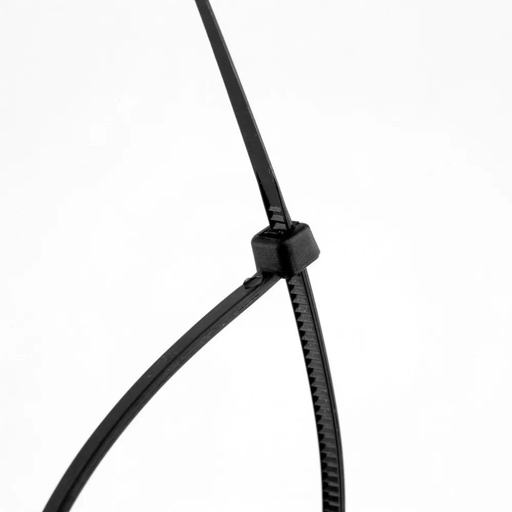100pcs Practical 3 X 200mm Nylon Plastic Cable Ties Zip Organiser Fasten Wire Wrap Cord Strap Pack Black