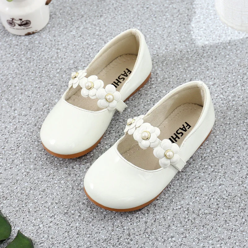 2018New Baby Girls Shoes For Kids Children Princess Shoes Flowers Dance Wedding Party Shoes Black white pink 3 4 5 6 7 8 9-14T